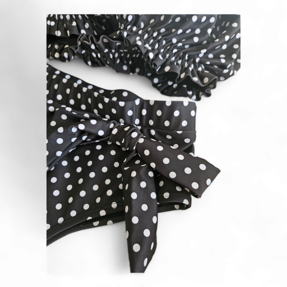 NWOT Black and White Polka Dot Womens 2 Piece Bathing suit Size Small - Picture 4 of 8